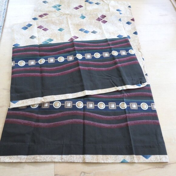 Vintage Springs King Pillowcases Geometric Diamond Made in USA MCM Mod NEW - Picture 8 of 10